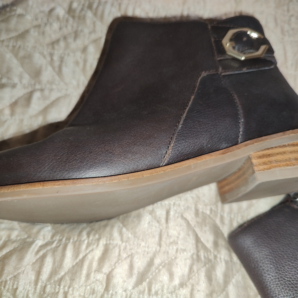Cole Haan Lilah Buckle Ankle Boot 7B Brown Leather
